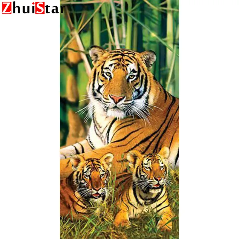 

Полноразмерная Алмазная 5D картина «сделай сам» с животными «Тигр», вышивка из страз, мозаика, вышивка крестиком, украшение для дома ZWQ