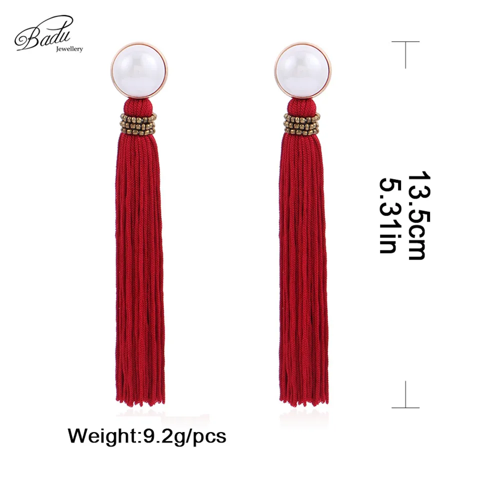 Badu White Simulated Pearl Stud Earring Long Red Tassel Boho Style Fringe Studs Earrings Fashion Jewelry for Black Friday Party
Badu White Simulated Pearl Stud Earring Long Red Tassel Boho Style Fringe Studs Earrings Fashion Jewelry for Black Friday Party