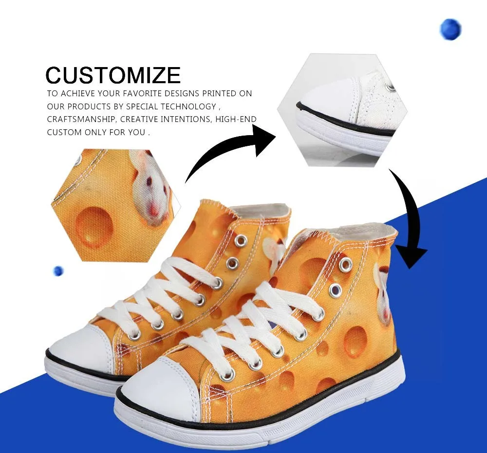 FORUDESIGNS Pink Colorful Graffiti Girls Kids Shoes Winter Autumn Sneaker High Canvas Lace-Up Children for Boys Footwear | Спорт и
