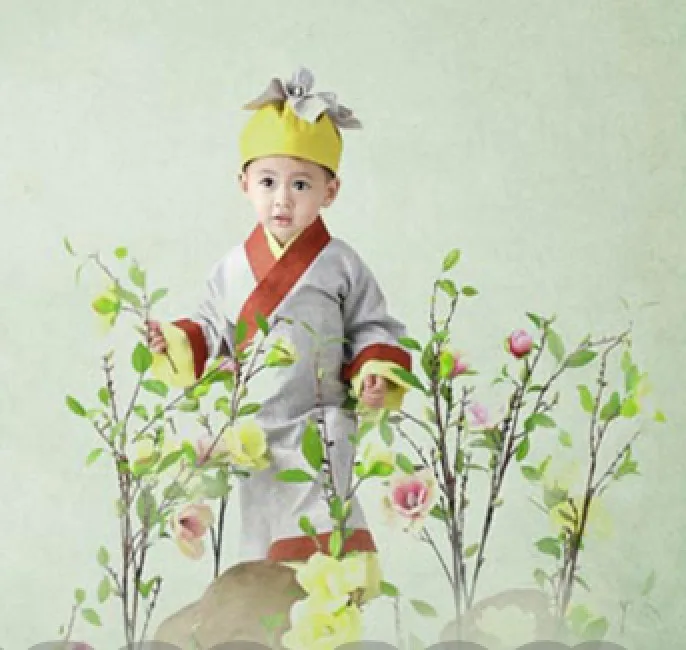 Xiao HuaJiang маленький садовник Древний китайский Детский костюм мальчик младенец 1