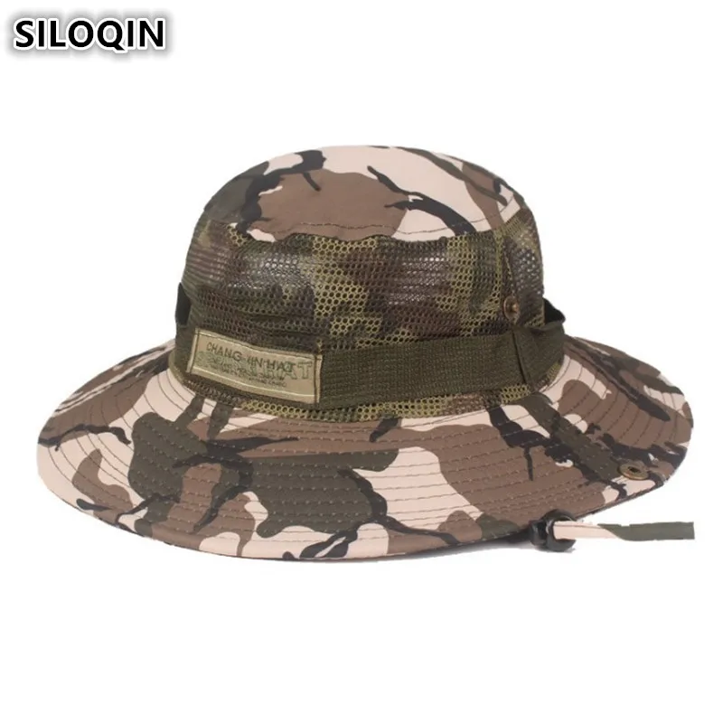 SILOQIN 2019 NEW Camouflage Hat Summer Adult Men's Bucket Hats Mesh Breathable Caps For Men Wind Rope Fixed Fashion Beach Hat
SILOQIN 2019 NEW Camouflage Hat Summer Adult Men's Bucket Hats Mesh Breathable Caps For Men Wind Rope Fixed Fashion Beach Hat