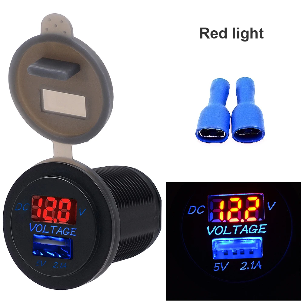DC 12V/24V Motorcycle Cigarette Lighter Auto Car Charger Socket DC 5V 2.1A with LED Digital Voltmeter Meter for Motorbike
DC 12V/24V Motorcycle Cigarette Lighter Auto Car Charger Socket DC 5V 2.1A with LED Digital Voltmeter Meter for Motorbike