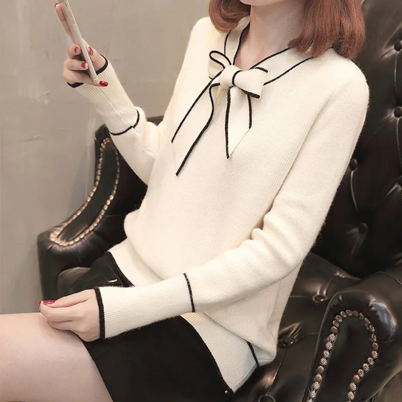 PEONFLY Elegant Bow Winter Pullovers Sweater Women Jumper Korean Long Sleeve Knitted Tops Female Yellow Red Sweater Ladies
PEONFLY Elegant Bow Winter Pullovers Sweater Women Jumper Korean Long Sleeve Knitted Tops Female Yellow Red Sweater Ladies