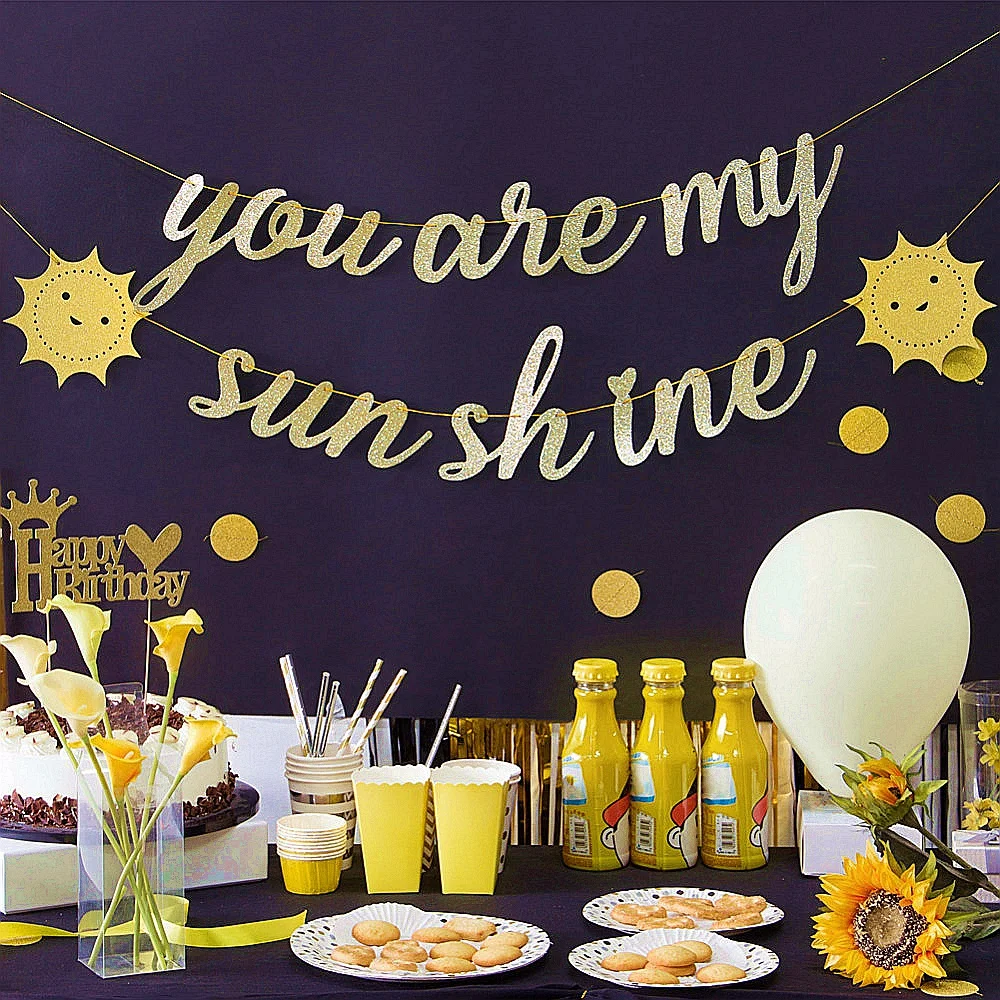 Gold Glitter You Are My Sunshine Banner Decor Sunshine Sign Garland Nursery Child's Room Decor for Baby Shower Birthday
Gold Glitter You Are My Sunshine Banner Decor Sunshine Sign Garland Nursery Child's Room Decor for Baby Shower Birthday