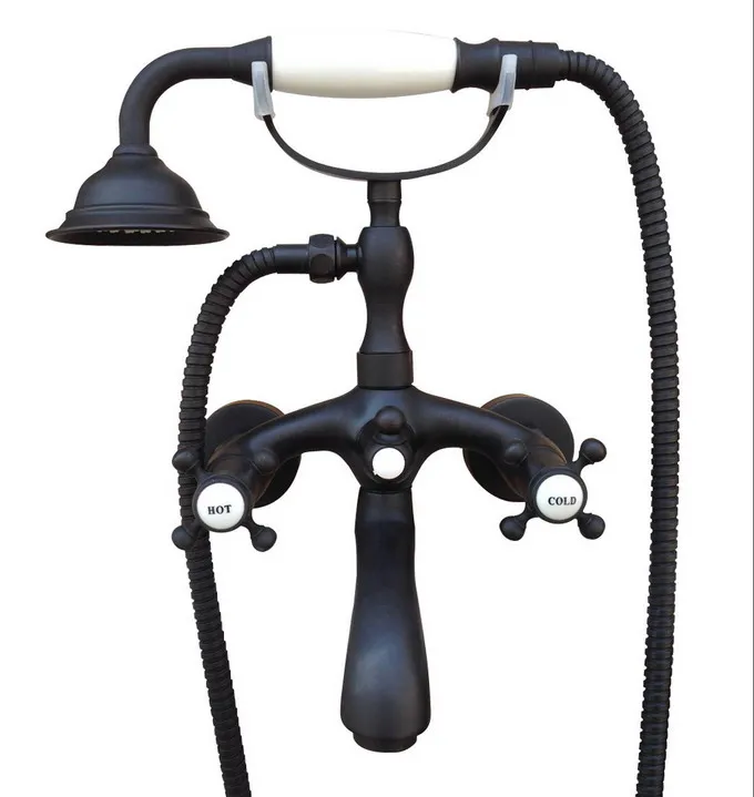 Black Oil Rubbed Brass Double Cross Handles Wall Mounted Claw Foot Bathroom Tub Faucet Mixer Tap With Handshower mtf566
Black Oil Rubbed Brass Double Cross Handles Wall Mounted Claw Foot Bathroom Tub Faucet Mixer Tap With Handshower mtf566