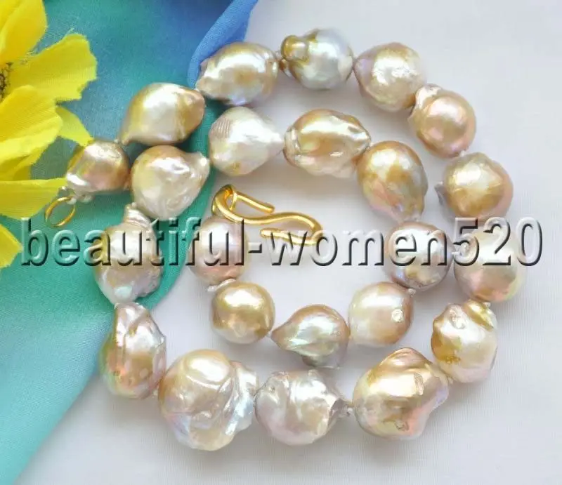 Z7282 Natural lavender 20mm baroque KESHI REBORN PEARL NECKLACE 17inch 
Z7282 Natural lavender 20mm baroque KESHI REBORN PEARL NECKLACE 17inch