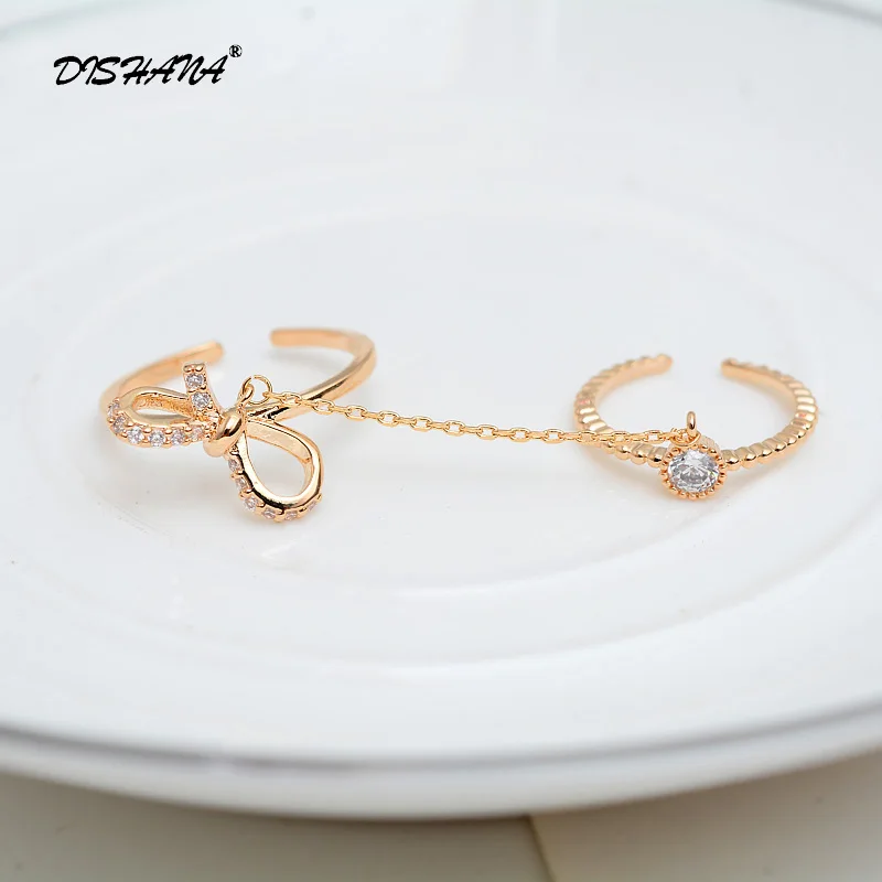 Elegant Jewelry Rings for Women Chain Link Rhinestone Bague Femme Wedding Party Bowknot Double Finger Rings Bridal Sets(KA0137) 
Elegant Jewelry Rings for Women Chain Link Rhinestone Bague Femme Wedding Party Bowknot Double Finger Rings Bridal Sets(KA0137)