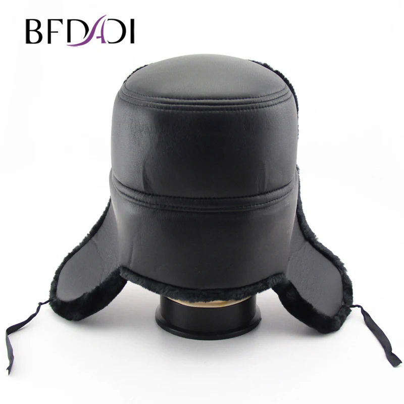 BFDADI 2021 Winter Warm Bomber Hats New Arrival Flat Top Ear Flaps Cap For Men or Women Big Size Russian Faux Fur Hat | Аксессуары для