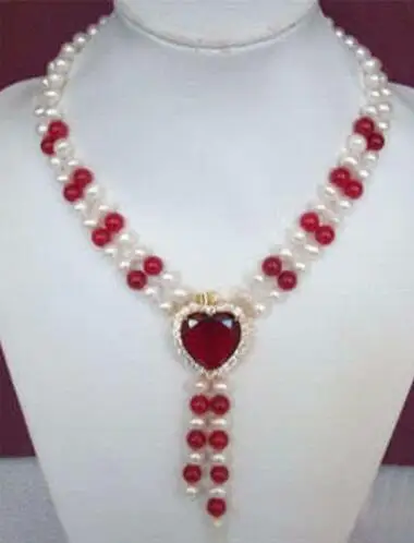 natural pearl New Beautiful Fashion 2 Rows White Pearl & Red love Heart Jewelry Necklace Bridal silver-jewelry
natural pearl New Beautiful Fashion 2 Rows White Pearl & Red love Heart Jewelry Necklace Bridal silver-jewelry