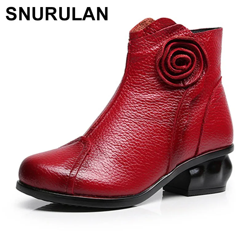 SNURULAN Women Boots Mother Shoes Zipper Ankle Flower Floral Cow Genuine Leather Winter Plush Fur Designer 35-41E207
SNURULAN Women Boots Mother Shoes Zipper Ankle Flower Floral Cow Genuine Leather Winter Plush Fur Designer 35-41E207