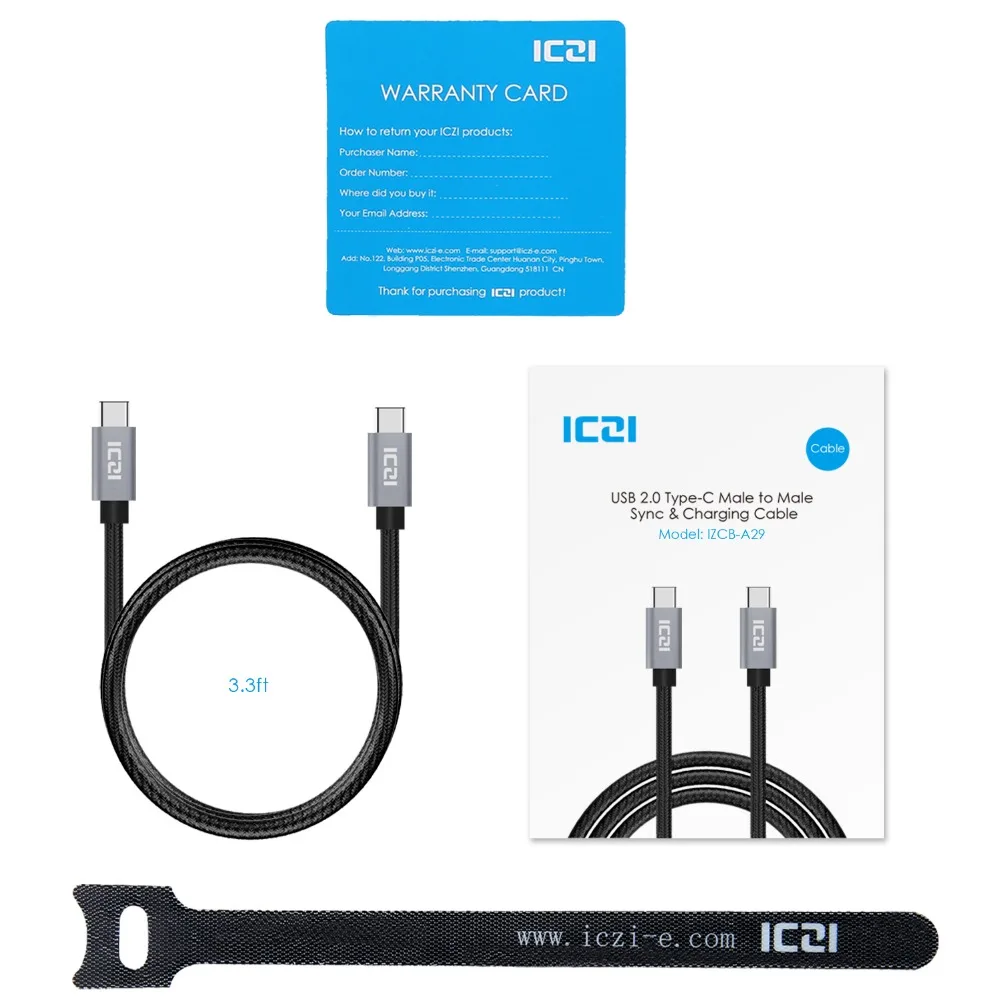 ICZI 1m 2m type C to кабель штекер-штекер для синхронизации данных зарядный USB-C MacBook Pro Google