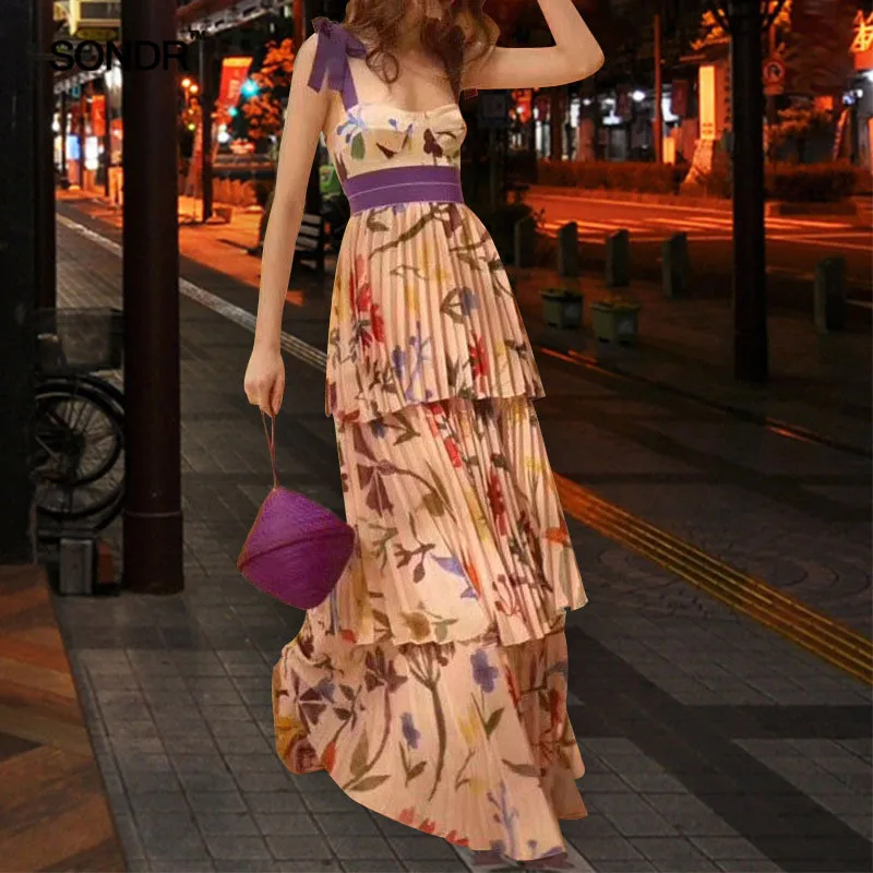 SONDR Print Strap Dresses Women Sleeveless High Waist Floor Length Pleated Dress Female 2019 Summer Casual Fashion New
SONDR Print Strap Dresses Women Sleeveless High Waist Floor Length Pleated Dress Female 2019 Summer Casual Fashion New