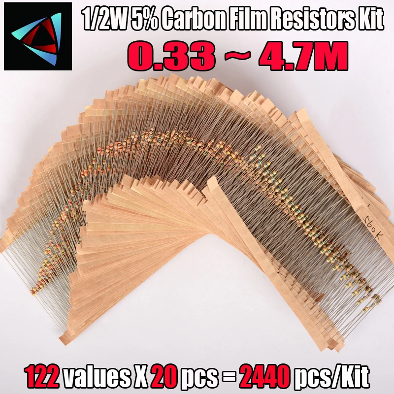 2440Pcs 122Values 0.33-4.7M Ohm 1/2W 5% Carbon Film Resistors Assortment Kit Electronic Components
2440Pcs 122Values 0.33-4.7M Ohm 1/2W 5% Carbon Film Resistors Assortment Kit Electronic Components