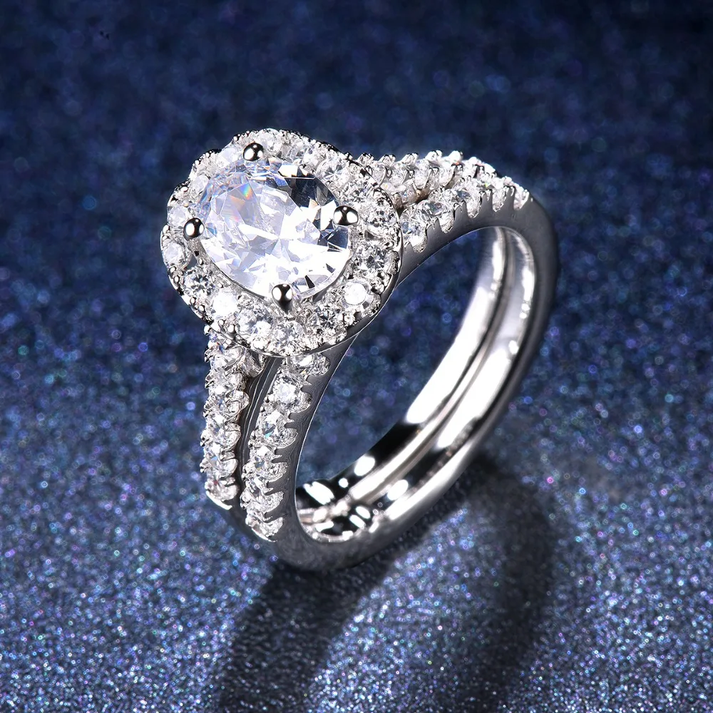 Real 925 Sterling Silver Wedding Ring For Women 1.5 carats Classic Oval Diamond CZ Halo Rings Sets 2-in-1 Bridal
Real 925 Sterling Silver Wedding Ring For Women 1.5 carats Classic Oval Diamond CZ Halo Rings Sets 2-in-1 Bridal