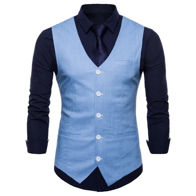 FFXZSJMens Slim Fit Single Breasted Suit Vest 2018 Brand New Formal Dress Business Wedding Vest Waistcoat Men Solid Color Gilet
FFXZSJMens Slim Fit Single Breasted Suit Vest 2018 Brand New Formal Dress Business Wedding Vest Waistcoat Men Solid Color Gilet