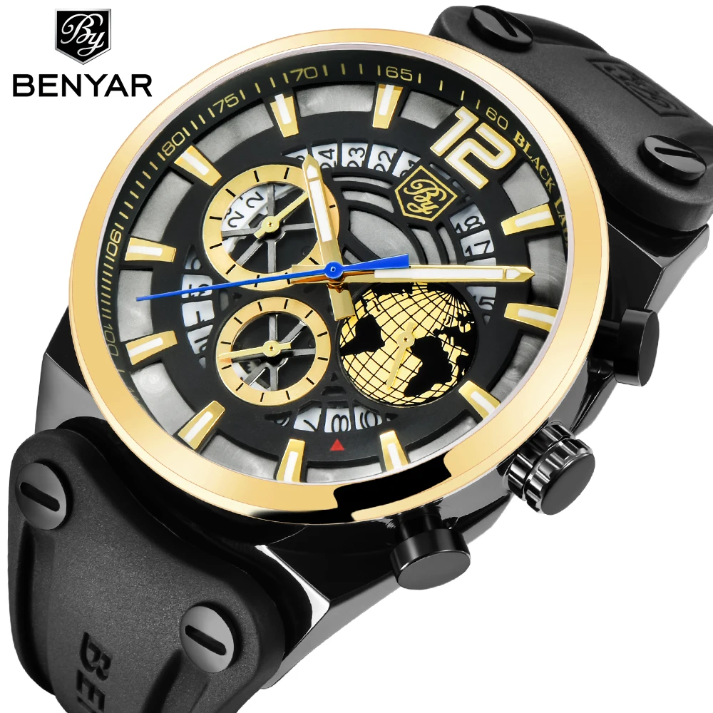 BENYAR Mens Watches Quartz Luxury Chronograph Sport Watch Men Fashion Brand Waterproof silicone Military Watch Relogio Masculino
BENYAR Mens Watches Quartz Luxury Chronograph Sport Watch Men Fashion Brand Waterproof silicone Military Watch Relogio Masculino