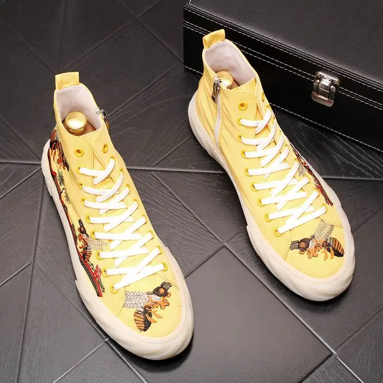 ERRFC New Arrival Mens White Casual Shoes High Top 3Colors Man Mesh Breathable Embroidered Trending Leisure Shoes Yellow 38-43
ERRFC New Arrival Mens White Casual Shoes High Top 3Colors Man Mesh Breathable Embroidered Trending Leisure Shoes Yellow 38-43