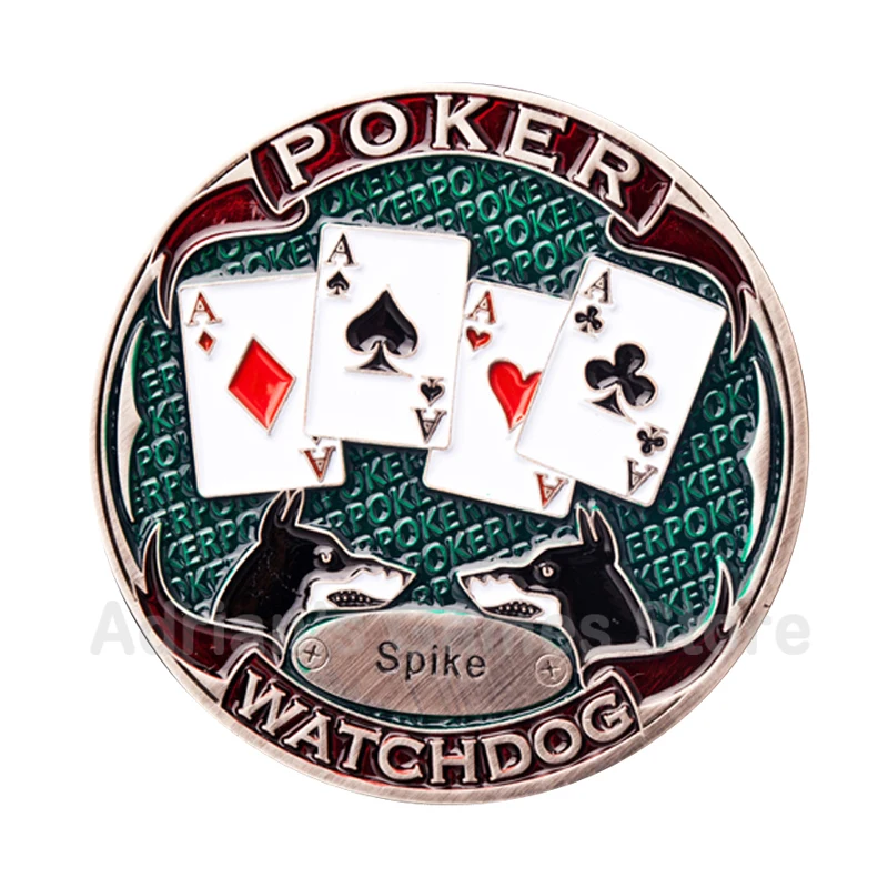 

Watch Dog Poker Dealer Button Royal Flush Brass Playing Cards Guard Poker Raise Call Check All In Press