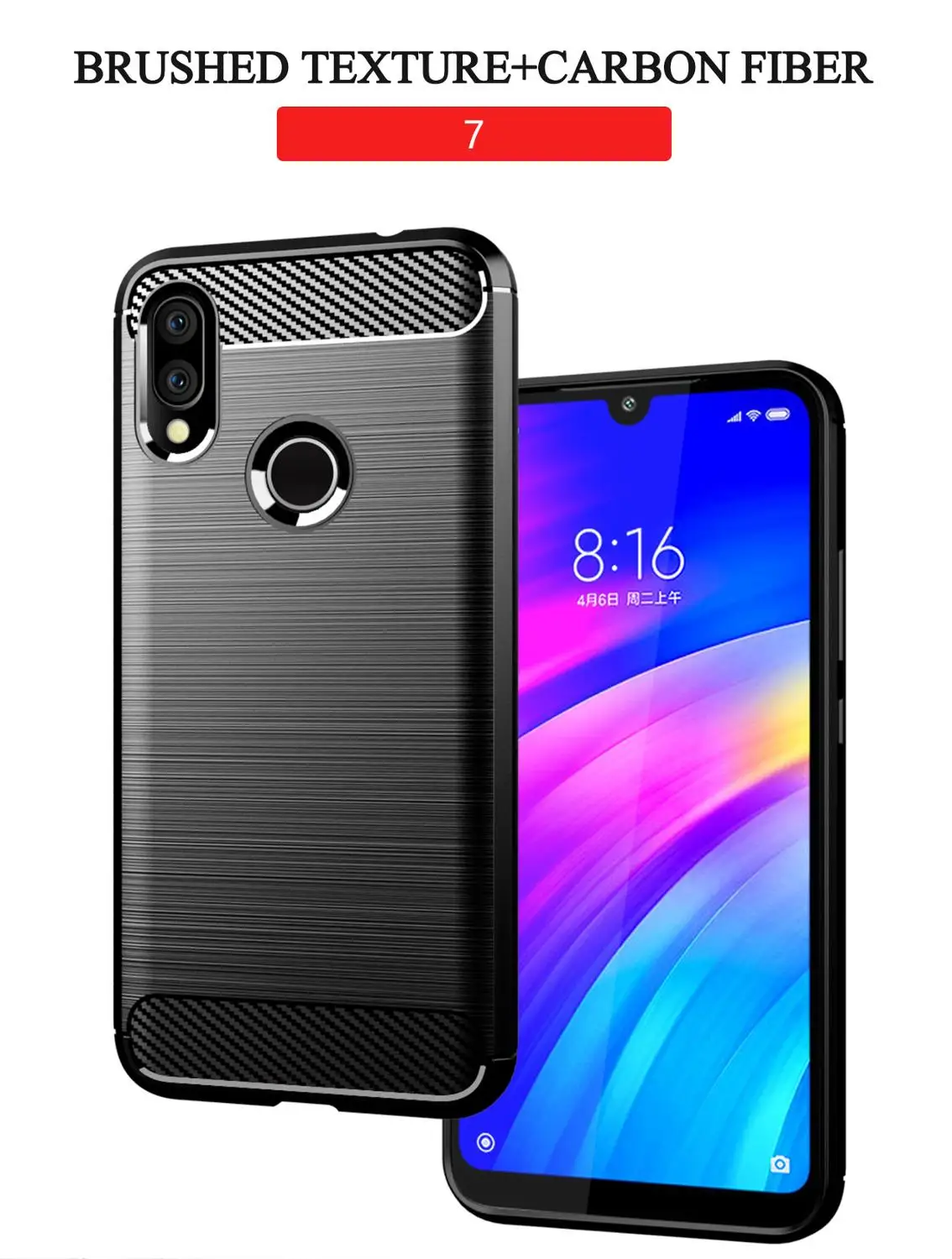 Чехол для телефона Xiaomi Redmi 5 6 6A 7 8 ударопрочный бампер из углеродного волокна