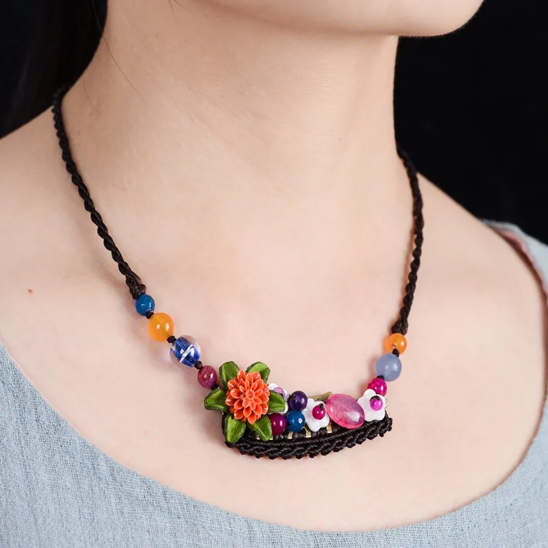 BOEYCJR Stone Bead Necklace Short Chain Handmade Vintage Ethnic Choker Glass Beads Flower Pendant Necklace For Women
BOEYCJR Stone Bead Necklace Short Chain Handmade Vintage Ethnic Choker Glass Beads Flower Pendant Necklace For Women