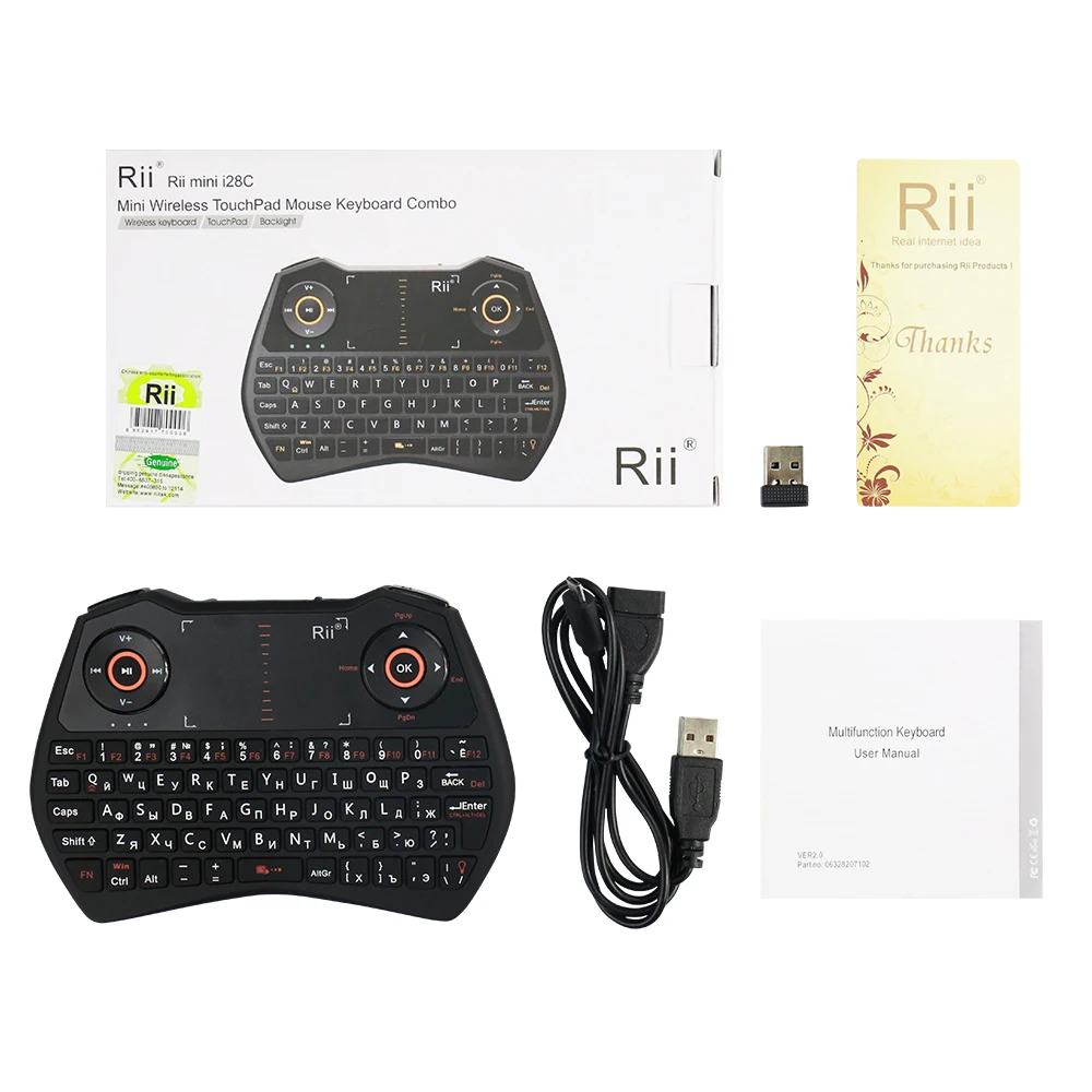 Original Rii i28C 2.4GHz Mini Russian Wireless Keyboard with Touchpad, Air mouse, Backlit, Li-ion Battery for mini PC, TV box
Original Rii i28C 2.4GHz Mini Russian Wireless Keyboard with Touchpad, Air mouse, Backlit, Li-ion Battery for mini PC, TV box