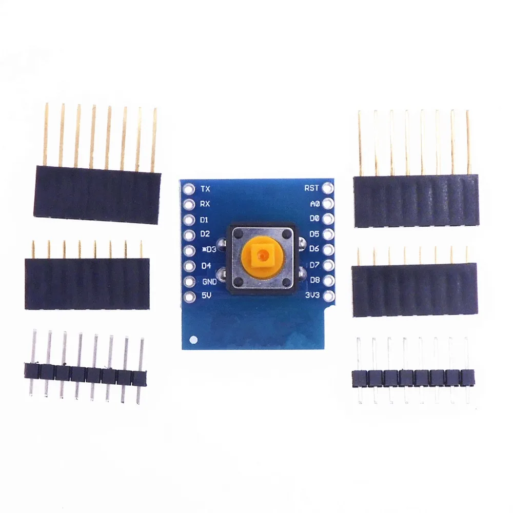 Button Shield for D1 mini yellow button switch For d1 mini development board 1-button shile
Button Shield for D1 mini yellow button switch For d1 mini development board 1-button shile