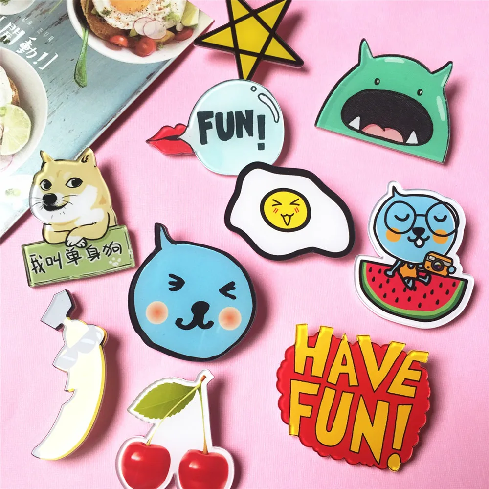 1 шт. значки с изображением животных для одежды акриловые Kawaii в рюкзаке булавка