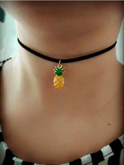 Xl 088 2019 новое модное ретро готическое кожаное ожерелье с милым рисунком ананаса