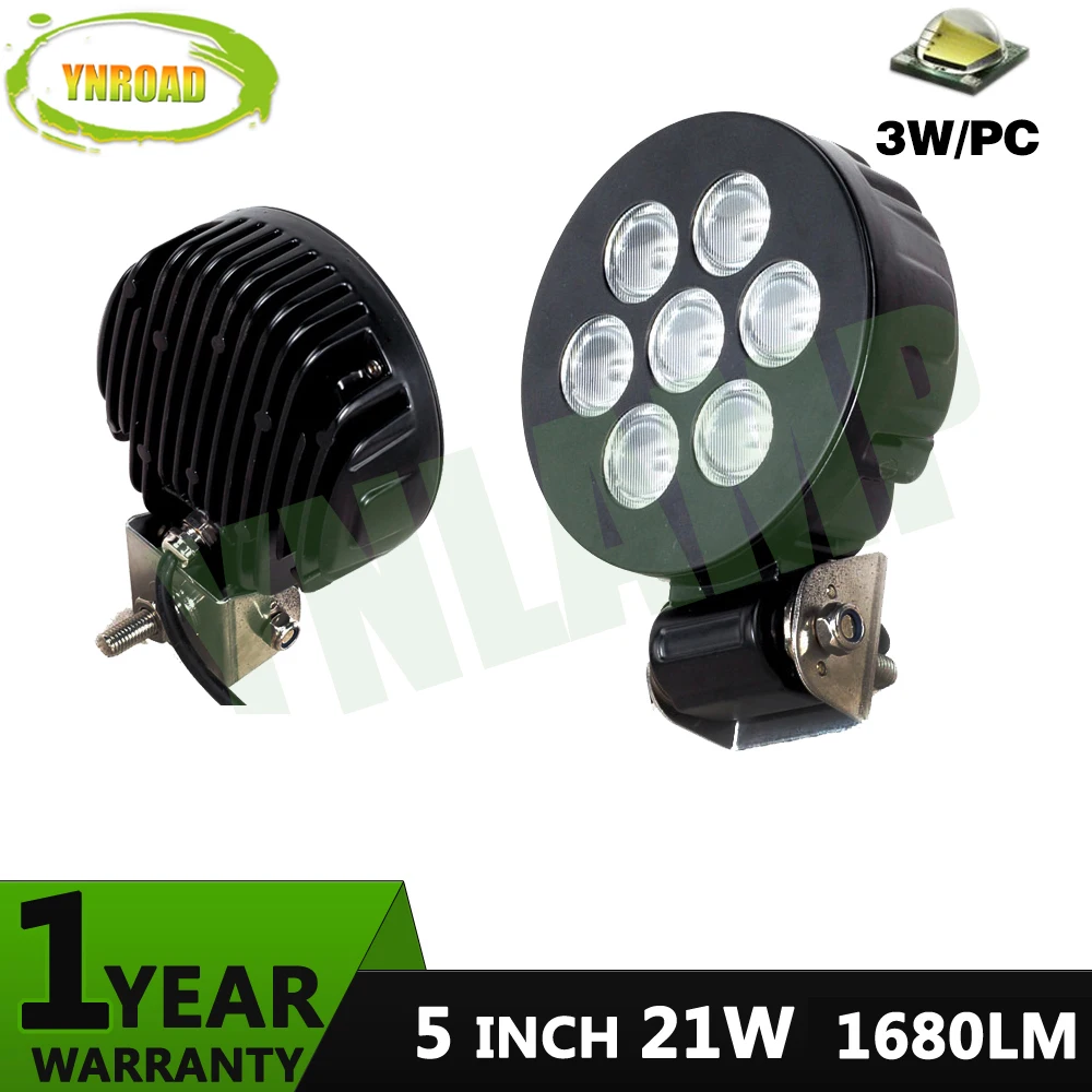YNROAD 5inch 21W Led work light Fog Light spot beam offload truck use 7pcs*3W leds IP67 led driving light for 4WD SUV ATV
YNROAD 5inch 21W Led work light Fog Light spot beam offload truck use 7pcs*3W leds IP67 led driving light for 4WD SUV ATV