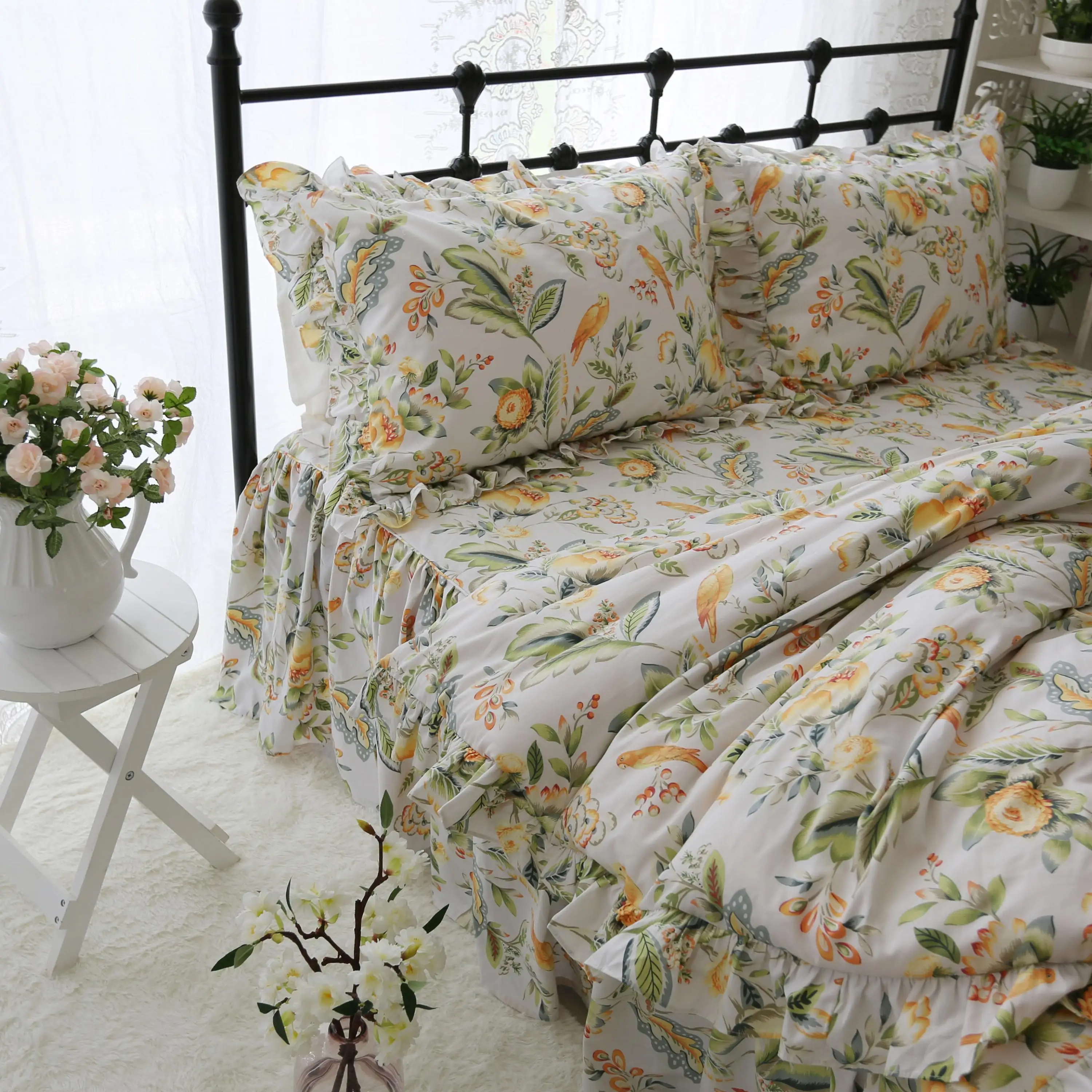 Fresh Country Style Floral Duvet Cover Bedskirt Set 100%Cotton Ultra Soft 4Pcs Full Queen King Size Bedding sets for Girls
Fresh Country Style Floral Duvet Cover Bedskirt Set 100%Cotton Ultra Soft 4Pcs Full Queen King Size Bedding sets for Girls
