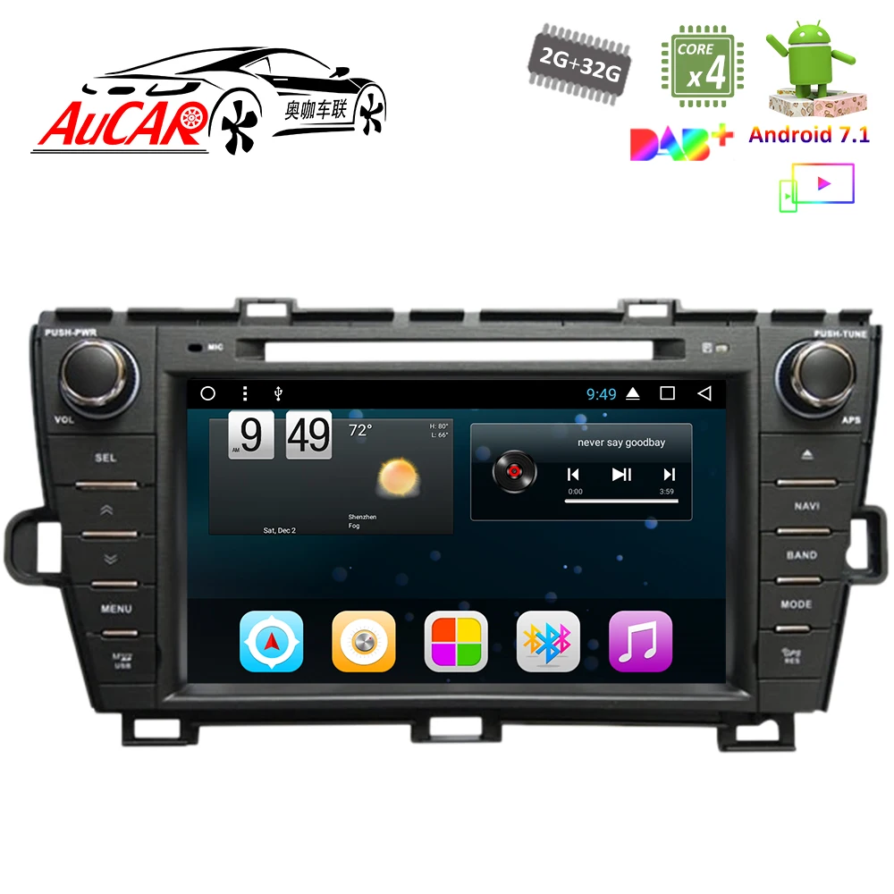 Android 7 1 8 "автомобильный DVD для Toyota Prius 2009 2013 радио с Bluetooth и GPS WIFI 4G стерео AUX
