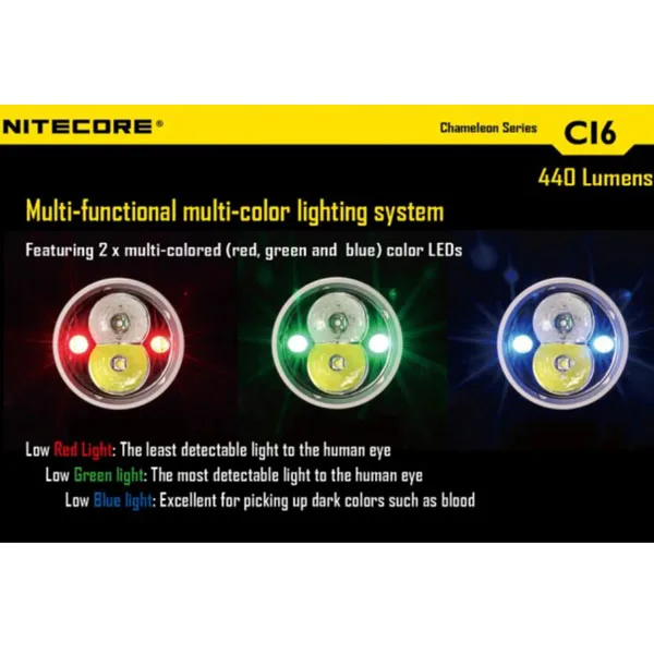 Nitecore Хамелеон светодиодный тактический фонарь инфра красный белый 440 люмен Ci6