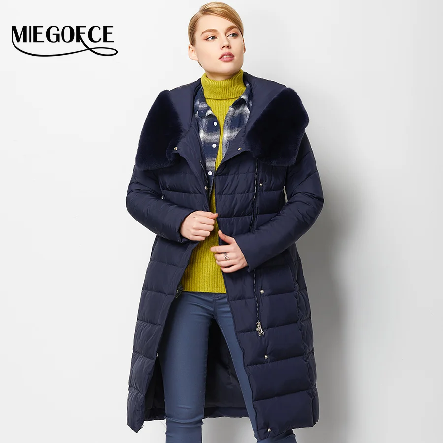 Новая Зимняя Коллекция MIEGOFCE 2016 Женский Зимний Пуховик Длинная Теплая Женская