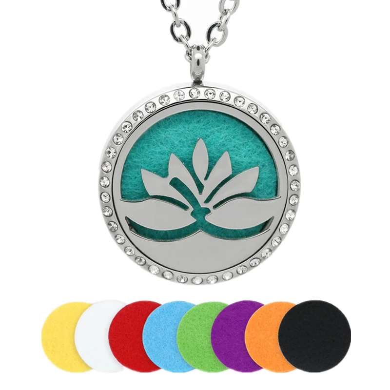 30MM Silver Lotus Stainless Steel Essential Oil Locket Aromatherapy Locket Diffuser Locket Necklace Pendant Jewelry With Crystal
30MM Silver Lotus Stainless Steel Essential Oil Locket Aromatherapy Locket Diffuser Locket Necklace Pendant Jewelry With Crystal