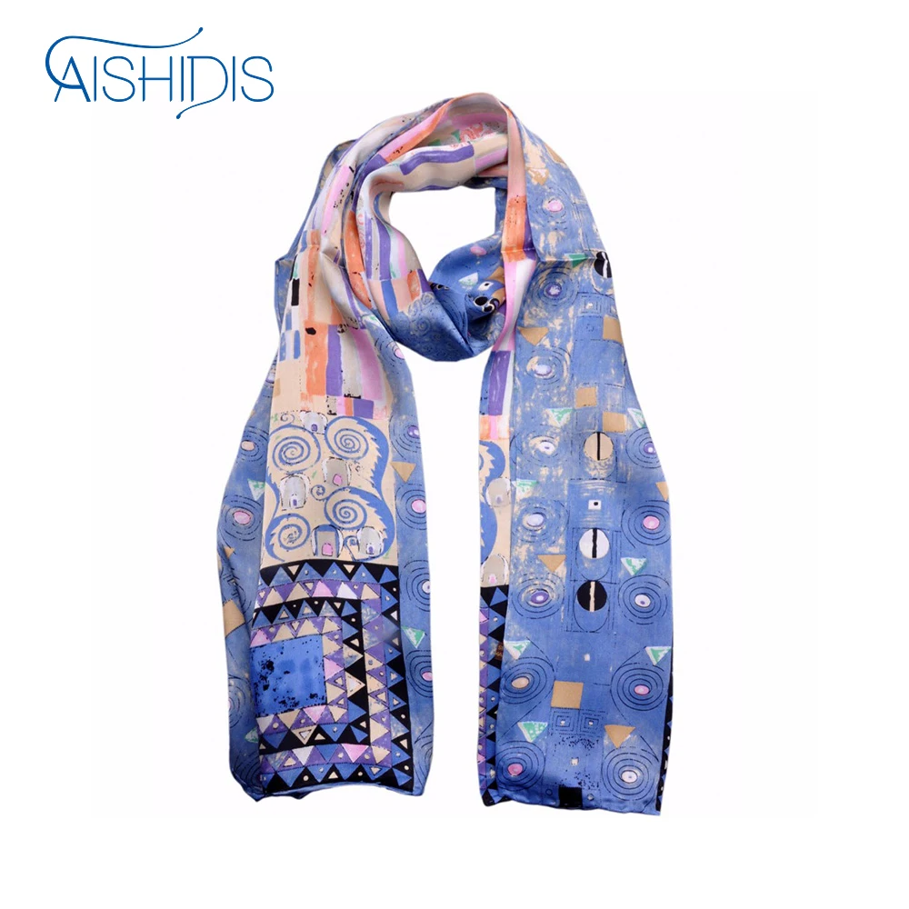 Fashion Designer Brand Women Shawl Silk Scarf Oil Painting Art Works Gustav Klimt's "Fregio Stoclet" Pure Handmade Hems
Fashion Designer Brand Women Shawl Silk Scarf Oil Painting Art Works Gustav Klimt's "Fregio Stoclet" Pure Handmade Hems