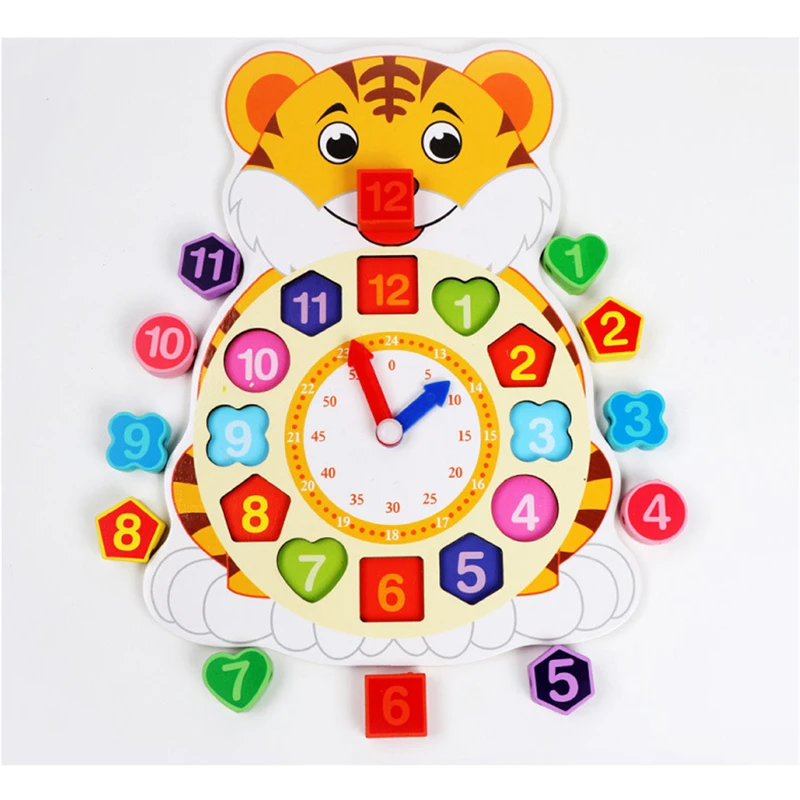 Деревянные часы с когнитивными часами изображением животных будильники для