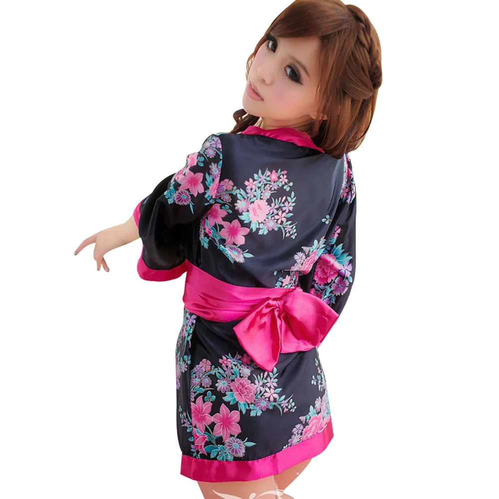 Японское кимоно роль нижнее белье для игр комплект 3/4 рукав халат мини платье с