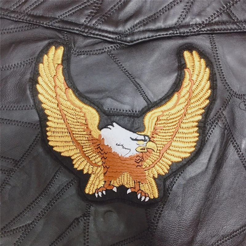 Mens Retro Motorcycle Leather Waistcoat Classical Patches Motorcycle Sleeveless Jacket US Flag Eagle Embroidery Leather Vest
Mens Retro Motorcycle Leather Waistcoat Classical Patches Motorcycle Sleeveless Jacket US Flag Eagle Embroidery Leather Vest