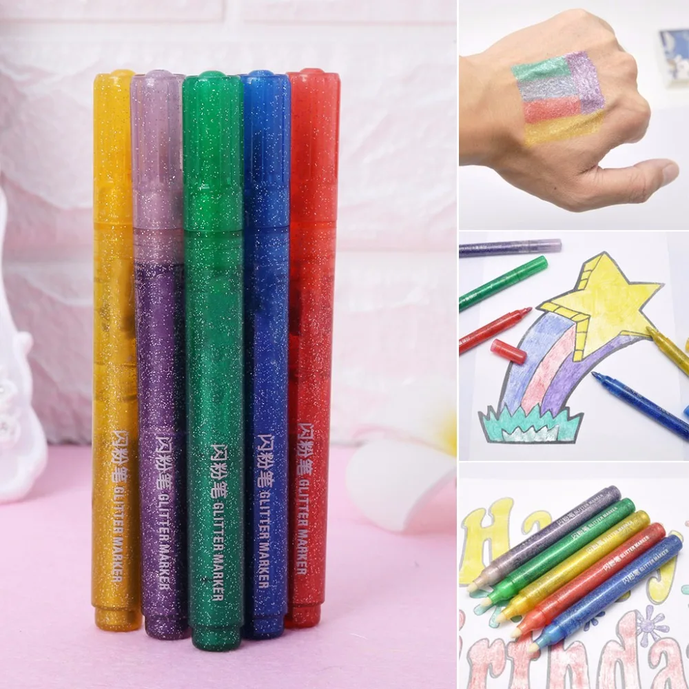 5Pcs Magic Glitter Marker Pen Bright Sparkling Color Drawing Painting Stationery School Supplies Marker Pens C26
5Pcs Magic Glitter Marker Pen Bright Sparkling Color Drawing Painting Stationery School Supplies Marker Pens C26
