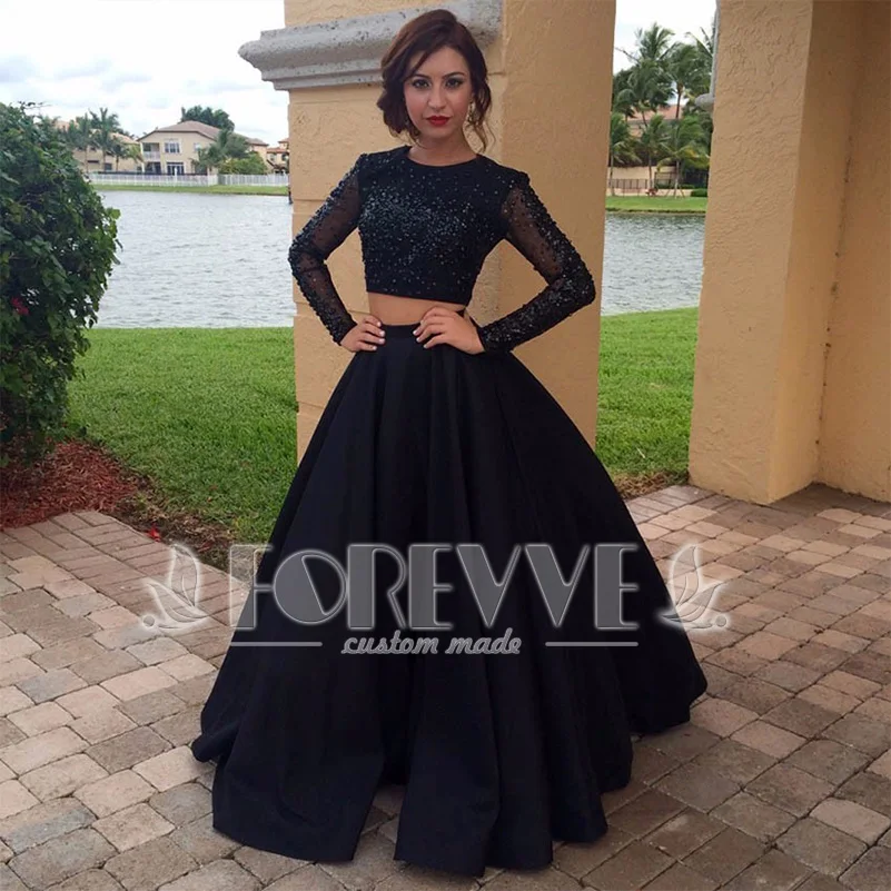 New Black Beaded Satin 2 Pieces Prom Dress 2019 Long Sleeve Formal Party Dresses Evening Gowns Vestido De Festa Abendkleider
New Black Beaded Satin 2 Pieces Prom Dress 2019 Long Sleeve Formal Party Dresses Evening Gowns Vestido De Festa Abendkleider