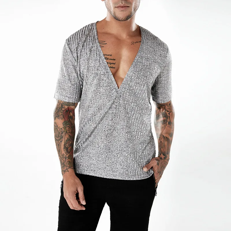 Мужская футболка Чистый и Простой Глубокий v-образный вырез с модным дизайном без
