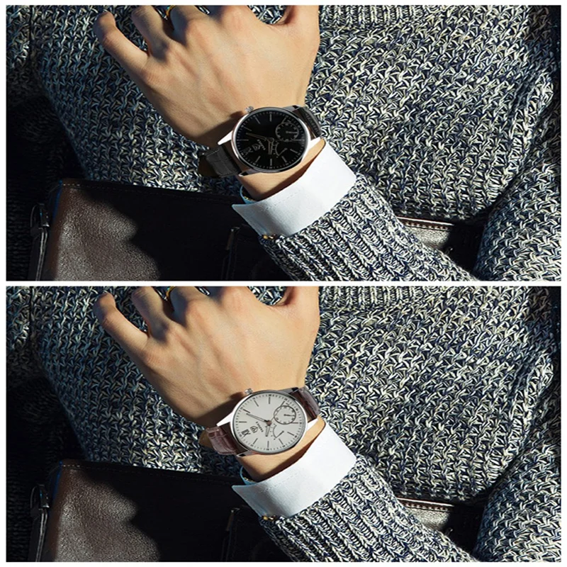 Business Style Men's Watches Quartz Casual Leather Band Man Wrist Watch Black/White Color Dial Wristwatch Men Sport Clock Hour
Business Style Men's Watches Quartz Casual Leather Band Man Wrist Watch Black/White Color Dial Wristwatch Men Sport Clock Hour
