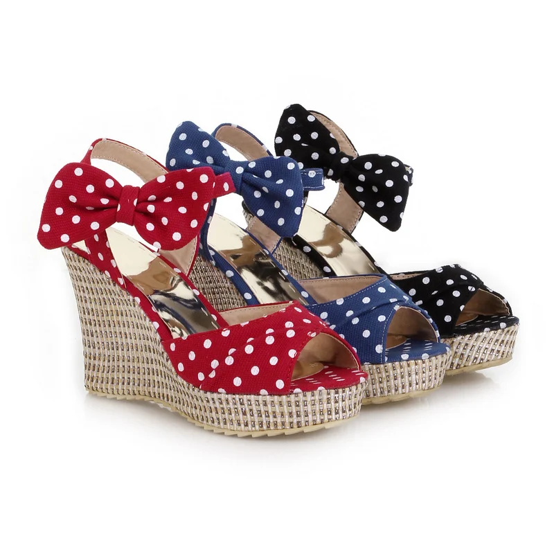 Dilalula 2021 Top Quality Polka Dot women's Shoes Wedges High Heels Summer Party Sweet Bowtie Sandals Shoes Woman
Dilalula 2021 Top Quality Polka Dot women's Shoes Wedges High Heels Summer Party Sweet Bowtie Sandals Shoes Woman