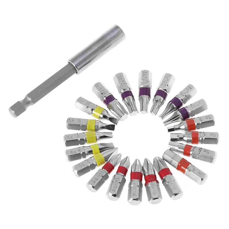 20Pcs/Set Torx Flat Hex Screwdriver Bit Set PH Head Color Coded with Magnetic Holder
20Pcs/Set Torx Flat Hex Screwdriver Bit Set PH Head Color Coded with Magnetic Holder