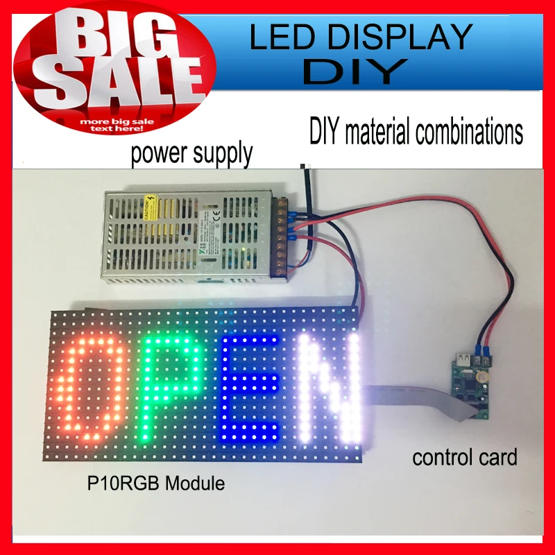 1 шт. SMD P10 Модуль + rgb Async карта мощность/smd открытый прокрутка полноцветный