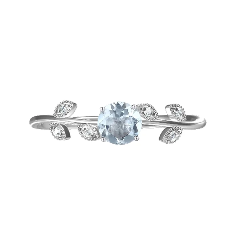 Solid 14k White Gold Natural Diamonds Ring for Women Engagement Wedding Ring Fine Jewelry 4.5mm Natural Aquamarine
Solid 14k White Gold Natural Diamonds Ring for Women Engagement Wedding Ring Fine Jewelry 4.5mm Natural Aquamarine