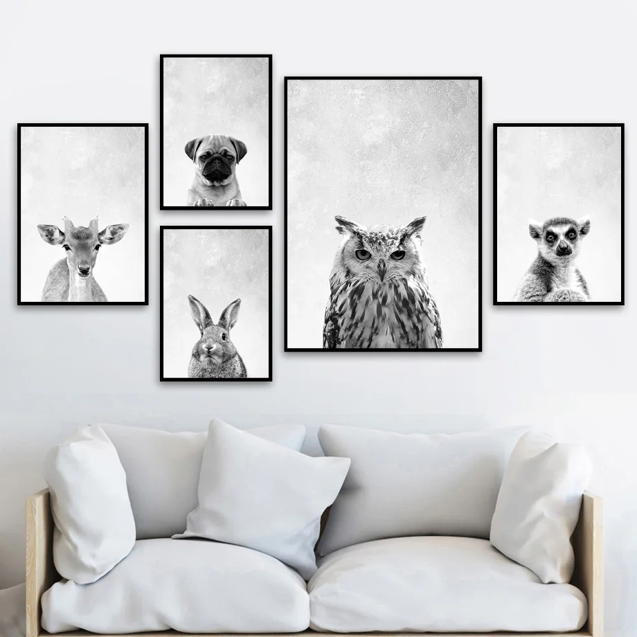 Lemur Owl Rabbit Bulldog Deer Wall Art Canvas Painting Black And White Animals Nordic Posters And Prints Wall Pictures Baby Room
Lemur Owl Rabbit Bulldog Deer Wall Art Canvas Painting Black And White Animals Nordic Posters And Prints Wall Pictures Baby Room