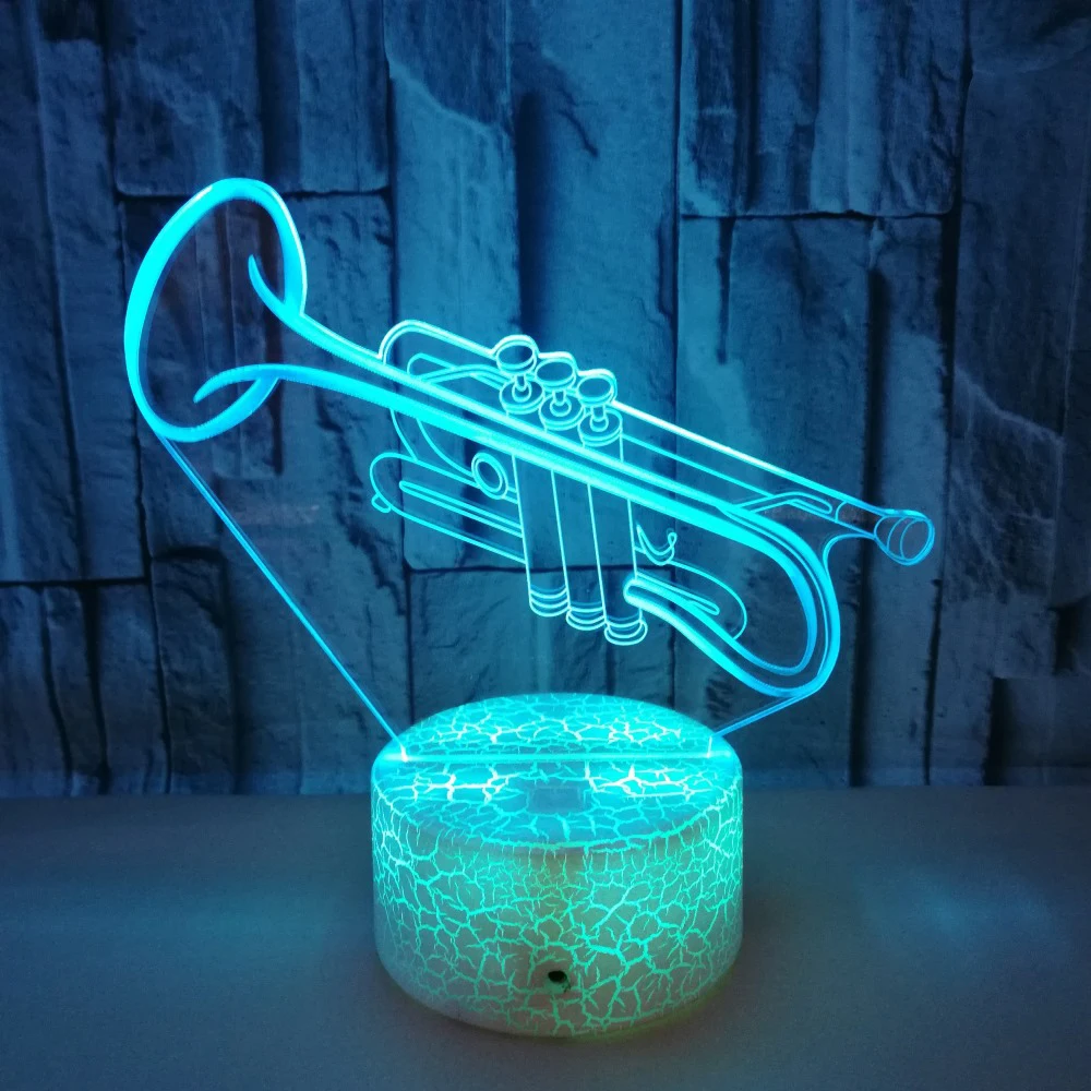7 Color LED Trumpet 3D Night Light Creative Visual Musical Instruments Table Lamp Room Decor Novelty Children Christmas Gift
7 Color LED Trumpet 3D Night Light Creative Visual Musical Instruments Table Lamp Room Decor Novelty Children Christmas Gift