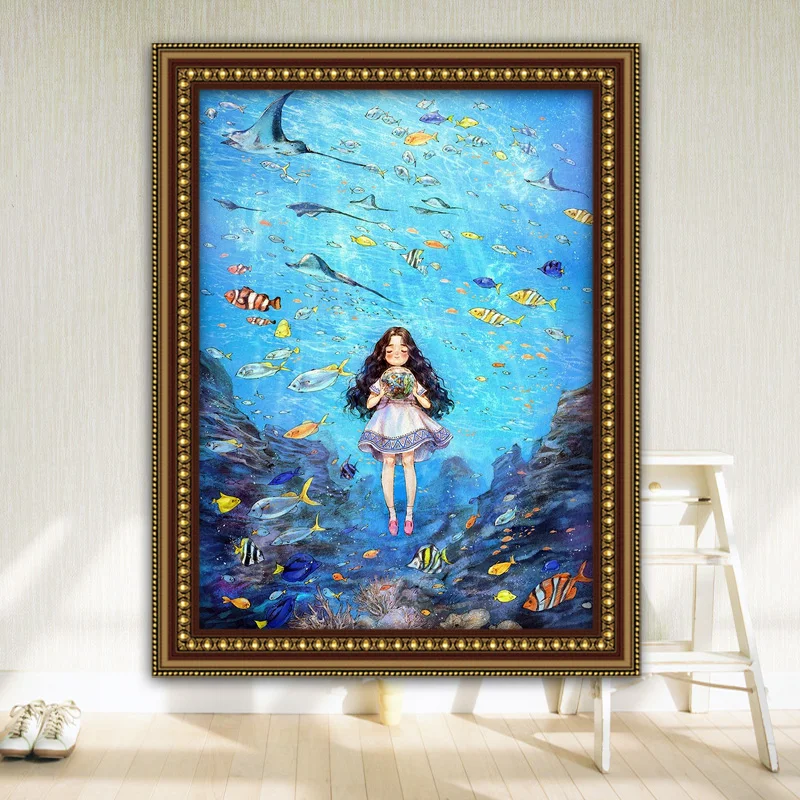 Needlework,Underwater World Forest Girl Child Handmade 14CT Counted Canvas DIY,Cross-stitch kit,Embroidery Art Home Decor
Needlework,Underwater World Forest Girl Child Handmade 14CT Counted Canvas DIY,Cross-stitch kit,Embroidery Art Home Decor