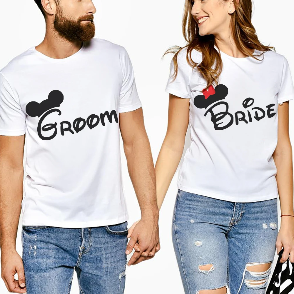 Creative Letter Print Groom Bride Lovers Tee T Shirt Printing Couple Clothes Lovers Tee Shirt Femme Summer Casual O-Neck Tops
Creative Letter Print Groom Bride Lovers Tee T Shirt Printing Couple Clothes Lovers Tee Shirt Femme Summer Casual O-Neck Tops